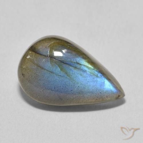Labradorita Multicolor natural de 6.01 ct, En forma de pera, Translúcido