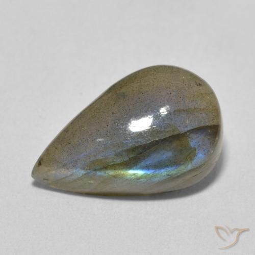 Labradorita Multicolor natural de 6.01 ct, En forma de pera, Translúcido
