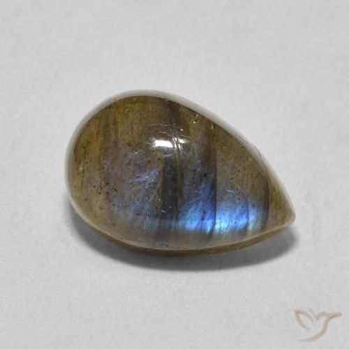 Labradorita Multicolor natural de 4.13 ct, En forma de pera, Translúcido