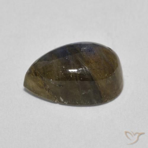 Labradorita Multicolor natural de 4.13 ct, En forma de pera, Translúcido