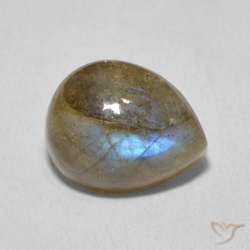 Labradorita Multicolor natural de 3.86 ct, En forma de pera, Translúcido