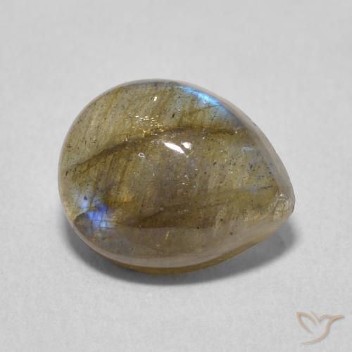 Labradorita Multicolor natural de 3.83 ct, En forma de pera, Translúcido