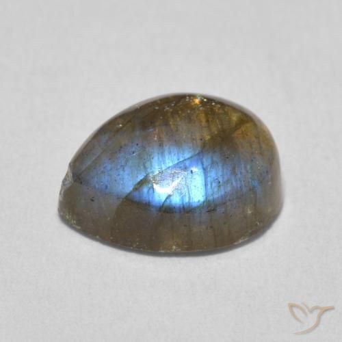 Labradorita Multicolor natural de 3.83 ct, En forma de pera, Translúcido