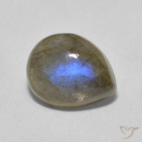 Labradorita Multicolor natural de 3.62 ct, En forma de pera, Translúcido