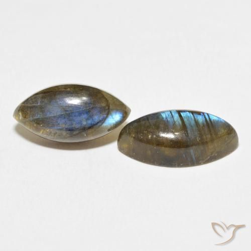 Gemas de Labradorita Multicolor natural de 9.99 ct, Marquesa, Translúcido