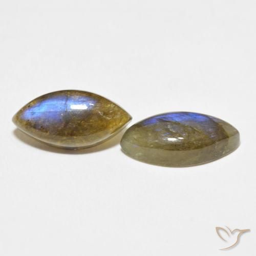 Gemas de Labradorita Multicolor natural de 9.23 ct, Marquesa, Translúcido