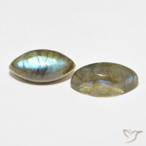 Gemas de Labradorita Multicolor natural de 10.96 ct, Marquesa, Translúcido