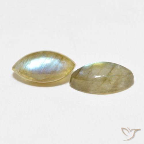 Gemas de Labradorita Multicolor natural de 4.51 ct, Marquesa, Translúcido