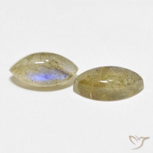 Gemas de Labradorita Multicolor natural de 4.96 ct, Marquesa, Translúcido