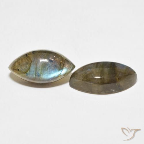 Gemas de Labradorita Multicolor natural de 10.37 ct, Marquesa, Translúcido