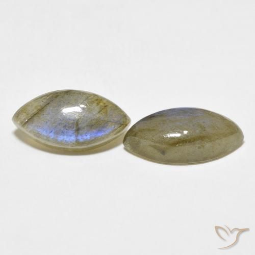 Gemas de Labradorita Multicolor natural de 9.66 ct, Marquesa, Translúcido