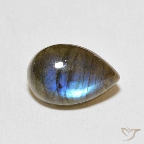 Labradorita Multicolor natural de 4.07 ct, En forma de pera, Translúcido