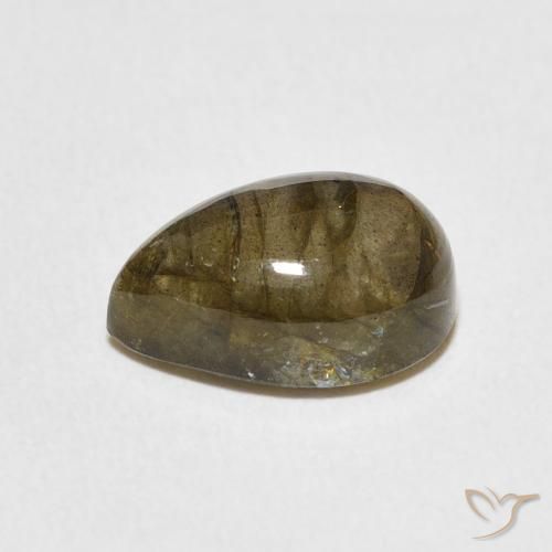 Labradorita Multicolor natural de 4.07 ct, En forma de pera, Translúcido