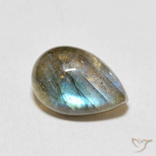 Labradorita Multicolor natural de 3.93 ct, En forma de pera, Translúcido