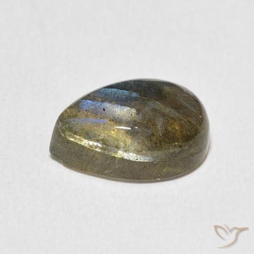 Labradorita Multicolor natural de 3.93 ct, En forma de pera, Translúcido