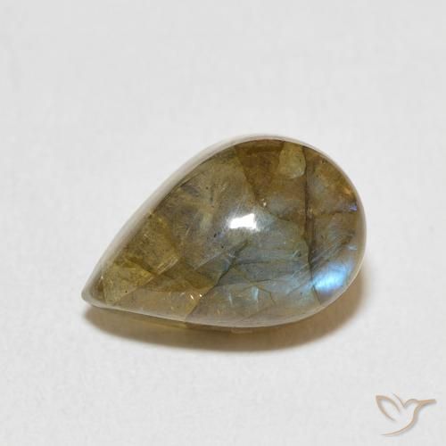 Labradorita Multicolor natural de 4.17 ct, En forma de pera, Translúcido