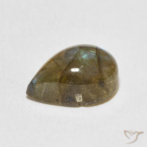 Labradorita Multicolor natural de 4.17 ct, En forma de pera, Translúcido