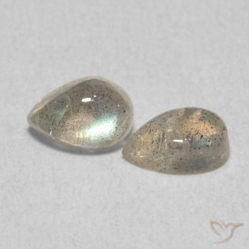 Gemas de Labradorita Multicolor natural de 0.87 ct, En forma de pera, Translúcido