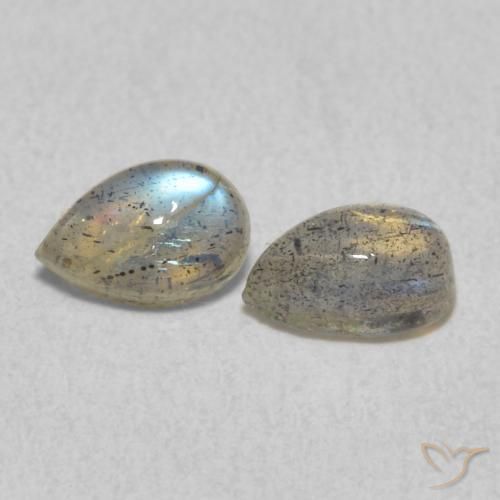 Gemas de Labradorita Multicolor natural de 0.92 ct, En forma de pera, Translúcido