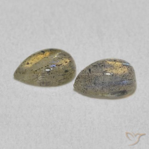 Gemas de Labradorita Multicolor natural de 0.92 ct, En forma de pera, Translúcido
