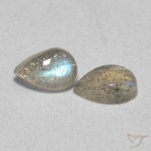 Gemas de Labradorita Multicolor natural de 0.83 ct, En forma de pera, Translúcido