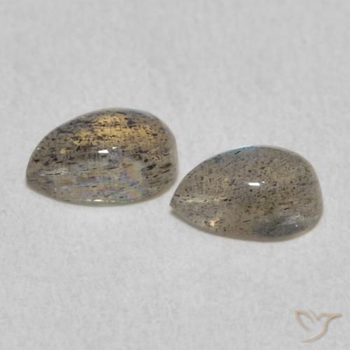 Gemas de Labradorita Multicolor natural de 1.02 ct, En forma de pera, Translúcido