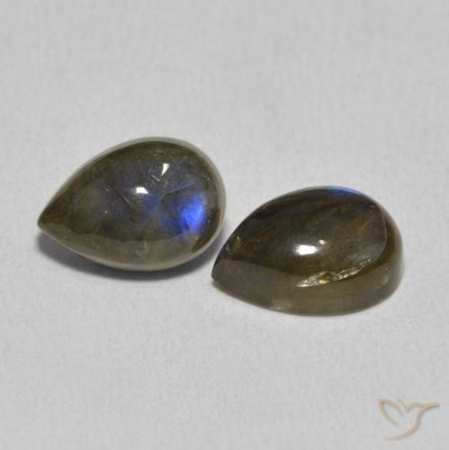 Gemas de Labradorita Multicolor natural de 4.77 ct, En forma de pera, Translúcido