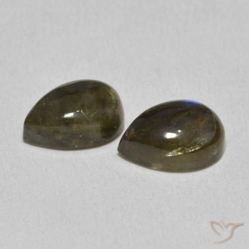 Gemas de Labradorita Multicolor natural de 4.77 ct, En forma de pera, Translúcido