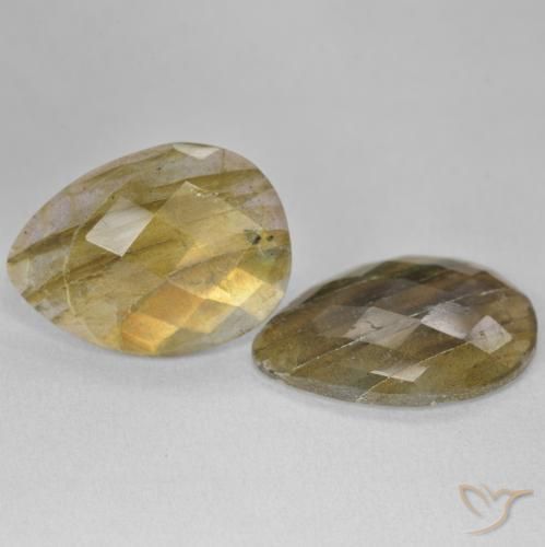 Gemas de Labradorita Multicolor natural de 19.06 ct, En forma de pera, Translúcido