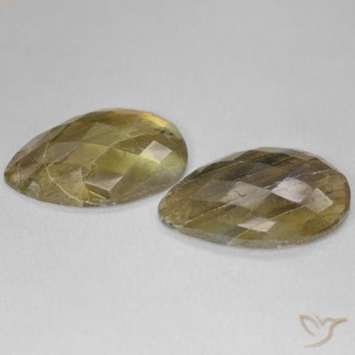 Gemas de Labradorita Multicolor natural de 19.06 ct, En forma de pera, Translúcido