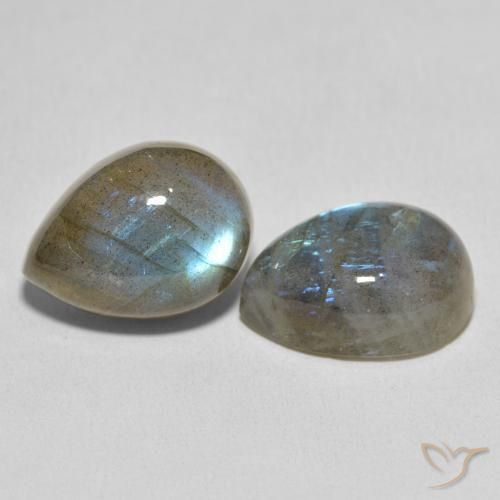 Gemas de Labradorita Multicolor natural de 21.36 ct, En forma de pera, Translúcido