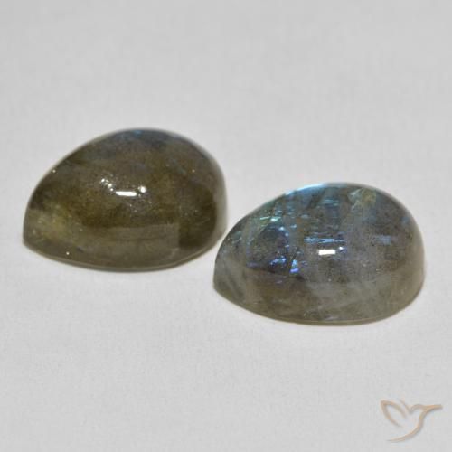 Gemas de Labradorita Multicolor natural de 21.36 ct, En forma de pera, Translúcido
