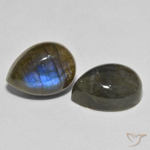 Gemas de Labradorita Multicolor natural de 20.86 ct, En forma de pera, Translúcido
