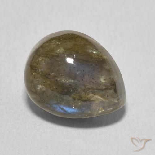 Labradorita Multicolor natural de 4.07 ct, En forma de pera, Translúcido