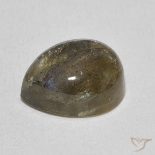 Labradorita Multicolor natural de 4.07 ct, En forma de pera, Translúcido