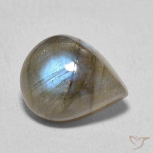 Labradorita Multicolor natural de 4.62 ct, En forma de pera, Translúcido