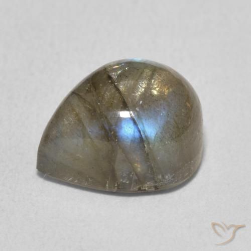 Labradorita Multicolor natural de 4.62 ct, En forma de pera, Translúcido