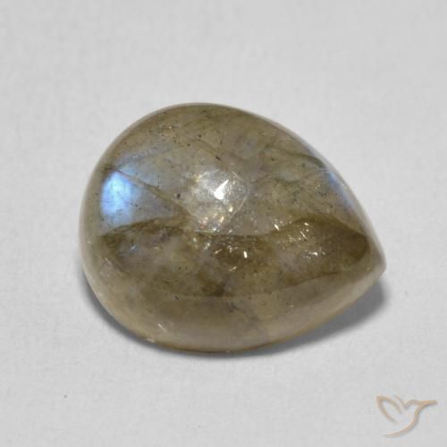Labradorita Multicolor natural de 3.75 ct, En forma de pera, Translúcido