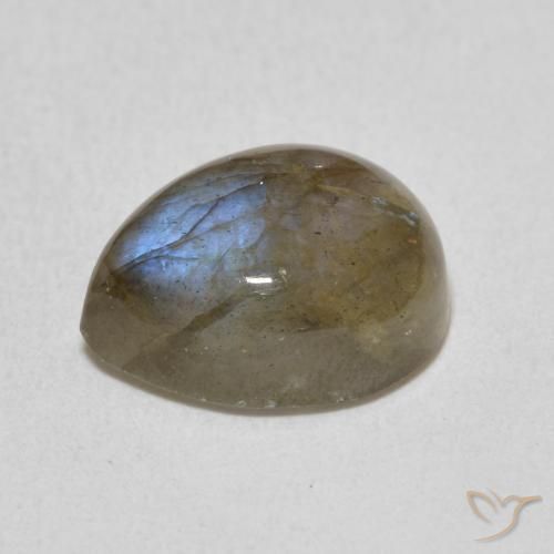 Labradorita Multicolor natural de 3.75 ct, En forma de pera, Translúcido