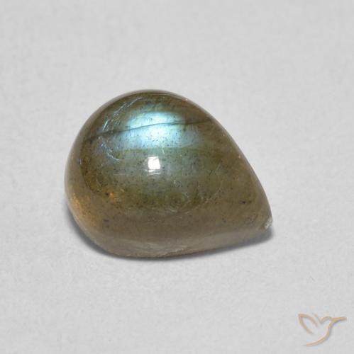 Labradorita Multicolor natural de 1.79 ct, En forma de pera, Translúcido