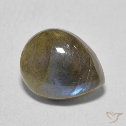 Labradorita Multicolor natural de 3.48 ct, En forma de pera, Translúcido