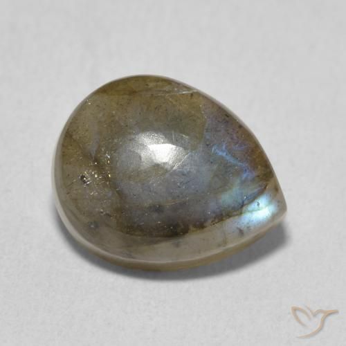 Labradorita Multicolor natural de 3.40 ct, En forma de pera, Translúcido
