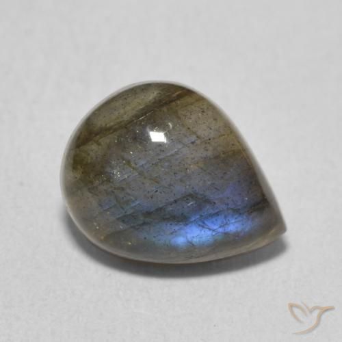 Labradorita Multicolor natural de 2.53 ct, En forma de pera, Translúcido