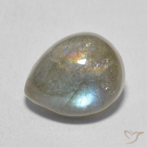 4.12ct Natural Multicolor Labradorita, En forma de pera, Translúcido