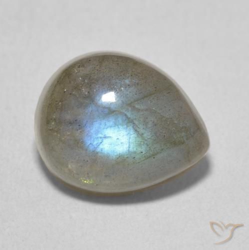 Labradorita Multicolor natural de 4.12 ct, En forma de pera, Translúcido