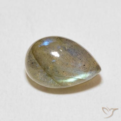 Labradorita Multicolor natural de 2.88 ct, En forma de pera, Translúcido