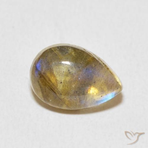 Labradorita Multicolor natural de 2.36 ct, En forma de pera, Translúcido