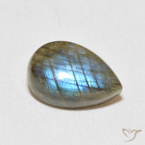 Labradorita Multicolor natural de 3.76 ct, En forma de pera, Translúcido