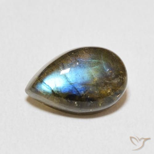 3.51ct Natural Multicolor Labradorita, En forma de pera, Translúcido