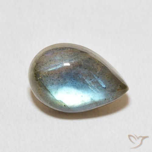 Labradorita Multicolor natural de 3.85 ct, En forma de pera, Translúcido